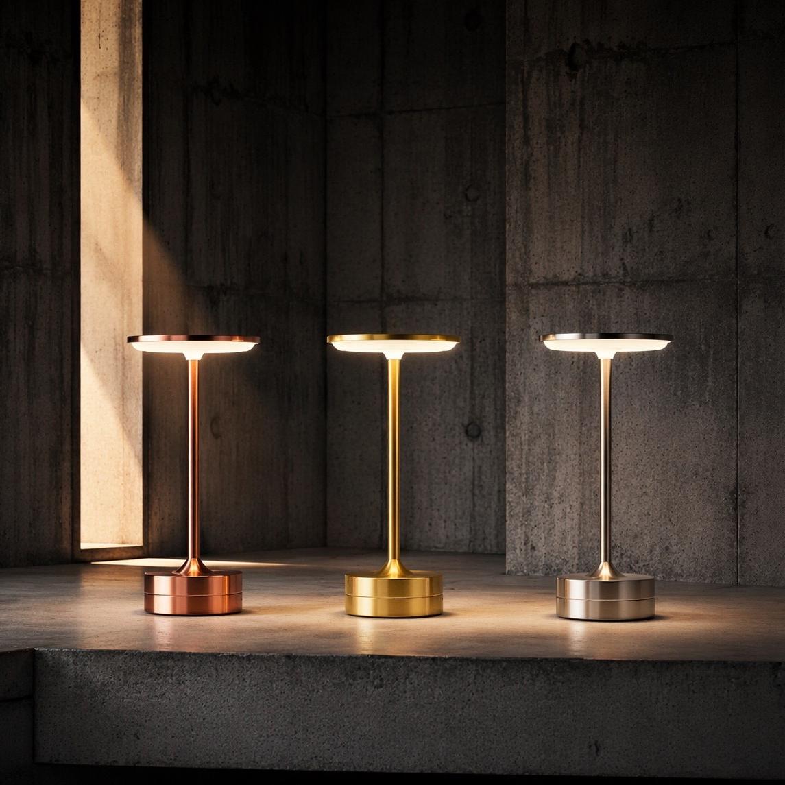 Luxora - Uppladdningsbar bordslampa med touch, 28cm, dimbar, metall